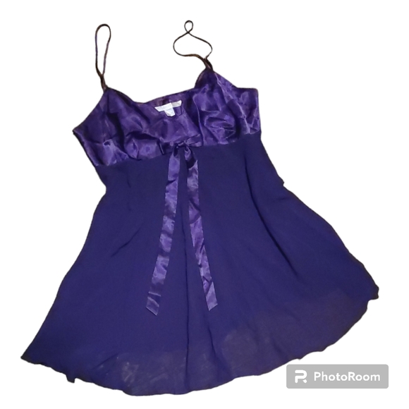 Victoria's Secret Plum Purple Sateen Silk Chiffon Lingerie Teddy size XL - Picture 10 of 11